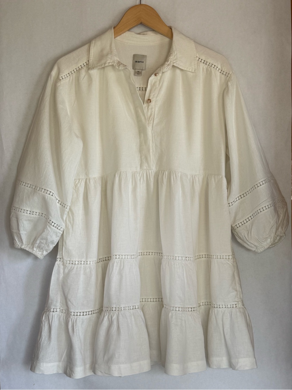 Maeve Ivory Tiered Cotton Mini Dress